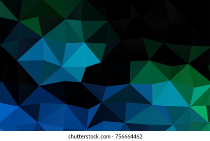 Dark Blue, Green vector low poly background. Shining colored illustration in a brand-new style. A new texture for your design.