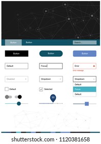 Dark Blue, Green vector Material Design Kit with lines, circles. Simple Material Design Kit with colorful triangles, circles. Modern template for your landing page.