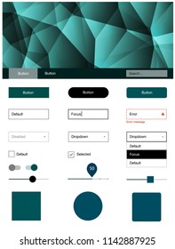 Dark Blue, Green vector Material Design Kit with lines. Colorful Style guide with triangles on abstract background. This template you can use for landing pages.