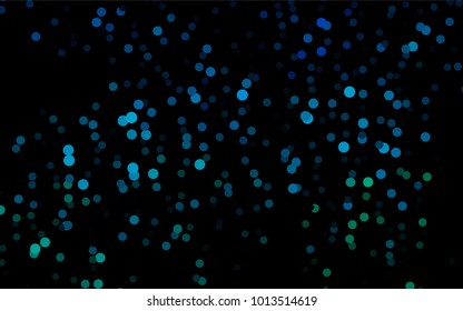 Dark Blue, Green vector modern geometrical circle abstract background. Dotted texture template. Geometric pattern in halftone style with gradient. 