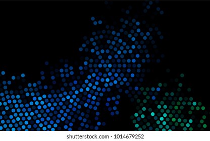 Dark Blue, Green vector modern geometrical circle abstract background. Dotted texture template. Geometric pattern in halftone style with gradient. 