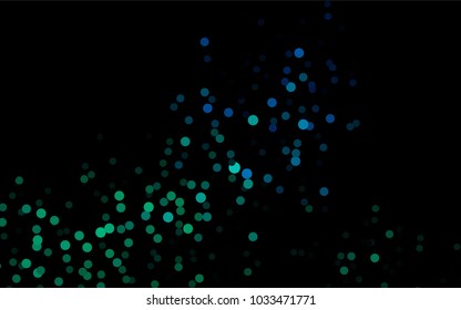 Dark Blue, Green vector modern geometrical circle abstract background. Dotted texture template. Geometric pattern in halftone style with gradient. 
