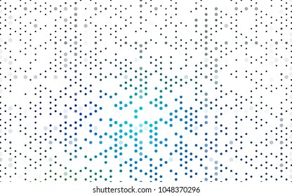 Dark Blue, Green vector modern geometrical circle abstract background. Dotted texture template. Geometric pattern in halftone style with gradient. 