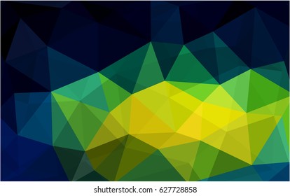 Dark Blue, Green vector modern geometrical abstract background. Texture, new background. Geometric background in Origami style with gradient. 