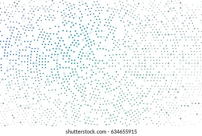 Dark Blue, Green vector modern geometrical circle abstract background. Dotted texture template. Geometric pattern in halftone style with gradient. 