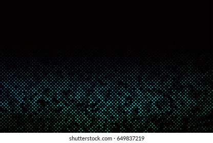 Dark Blue, Green vector modern geometrical circle abstract background. Dotted texture template. Geometric pattern in halftone style with gradient. 