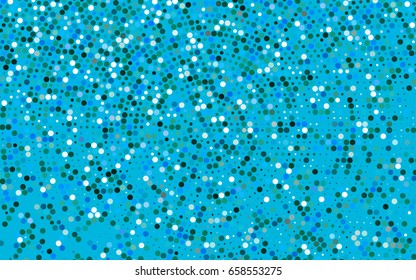Dark Blue, Green vector modern geometrical circle abstract background. Dotted texture template. Geometric pattern in halftone style with gradient. 
