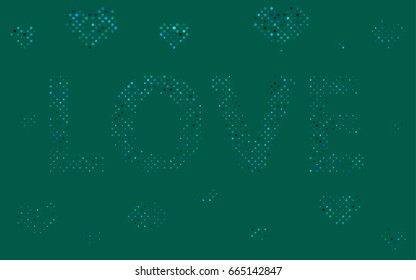 Dark Blue, Green vector modern geometrical circle abstract background. Dotted texture template. Geometric pattern in halftone style with gradient. 