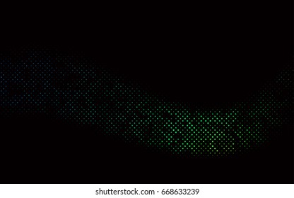 Dark Blue, Green vector modern geometrical circle abstract background. Dotted texture template. Geometric pattern in halftone style with gradient. 