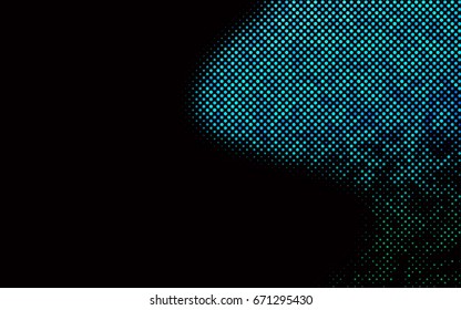 Dark Blue, Green vector modern geometrical circle abstract background. Dotted texture template. Geometric pattern in halftone style with gradient. 
