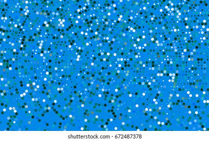 Dark Blue, Green vector modern geometrical circle abstract background. Dotted texture template. Geometric pattern in halftone style with gradient. 