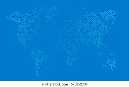 Dark Blue, Green vector modern geometrical circle abstract background. Dotted texture template. Geometric pattern in halftone style with gradient. 