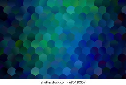 Dark Blue, Green vector modern geometrical circle abstract background. Dotted texture template. Geometric pattern in halftone style with gradient. 