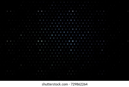 Dark Blue, Green vector modern geometrical circle abstract background. Dotted texture template. Geometric pattern in halftone style with gradient. 