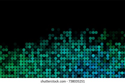 Dark Blue, Green vector modern geometrical circle abstract background. Dotted texture template. Geometric pattern in halftone style with gradient. 