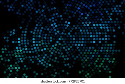 Dark Blue, Green vector modern geometrical circle abstract background. Dotted texture template. Geometric pattern in halftone style with gradient. 