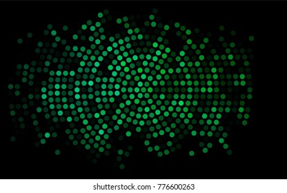 Dark Blue, Green vector modern geometrical circle abstract background. Dotted texture template. Geometric pattern in halftone style with gradient. 