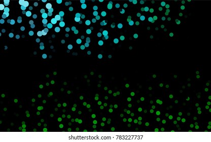 Dark Blue, Green vector modern geometrical circle abstract background. Dotted texture template. Geometric pattern in halftone style with gradient. 