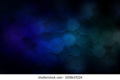 Dark Blue, Green vector natural elegant template. Modern geometrical abstract illustration with flowers. Hand painted design for web, leaflet, textile.