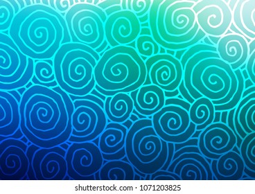 Dark Blue, Green vector natural abstract background. Shining colored illustration with doodles in Zen tangle style. The template can be used as a background for cell phones.