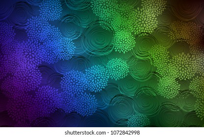 Dark Blue, Green vector natural abstract pattern. A completely new color illustration in doodle style with flowers. The completely new template can be used for your brand book.