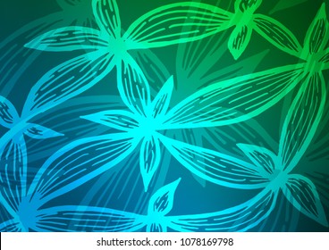 Dark Blue, Green vector natural elegant pattern. Decorative shining illustration with doodles on abstract template. The textured pattern can be used for website.