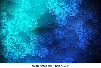Dark Blue, Green vector natural abstract template. Shining colored illustration with flowers in doodle style. The doodle design can be used for your web site.