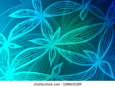 Dark Blue, Green vector natural abstract pattern. Glitter abstract illustration with doodles and Zen tangles. Brand-new style for your business design.