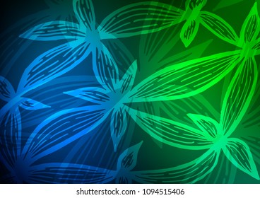 Dark Blue, Green vector natural elegant background. Ethnic elegant natural pattern with gradient. The textured pattern can be used for website.