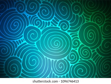 Dark Blue, Green vector natural abstract template. Modern geometrical abstract illustration with doodles. The completely new template can be used for your brand book.