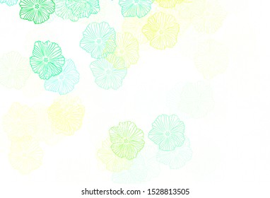 Dark Blue, Green vector natural backdrop with leaves. Decorative design of flowers on white background. Doodle design for your web site.