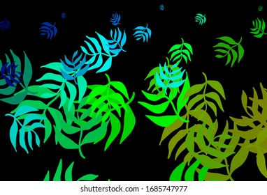 Dark Blue, Green vector natural backdrop with leaves. Colorful illustration in doodle style with leaves. A new texture for your wallpaper design.