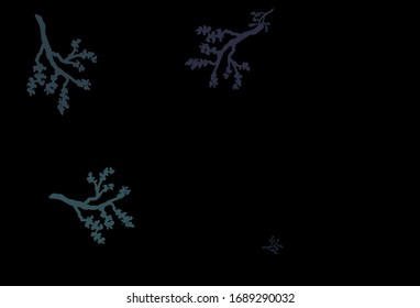 Dark Blue, Green vector natural artwork with sakura. Doodle illustration of leaves and branches in Origami style. Textured pattern for websites, banners.