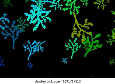 Dark Blue, Green vector natural background with branches. Glitter abstract illustration with leaves and branches. Brand new style for your business design.