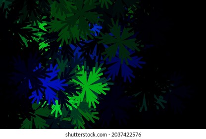 Dark Blue, Green vector natural background with flowers. Flowers in natural style on white background. Colorful pattern for kid's books.
