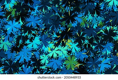 Dark Blue, Green vector natural background with flowers. Modern abstract illustration with flowers. Hand painted design for web, wrapping.