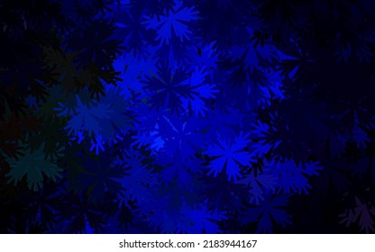 Dark Blue, Green vector natural artwork with flowers. Colorful illustration in doodle style with flowers. New template for your design.