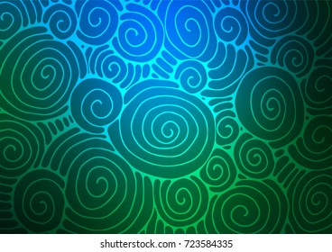 Dark Blue, Green vector natural elegant texture. Brand-new colored illustration in blurry style with doodles. Hand painted design for web, leaflet, textile.