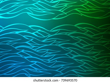 Dark Blue, Green vector natural elegant background. Ethnic elegant natural pattern with gradient. The pattern can be used for coloring books and pages for kids.