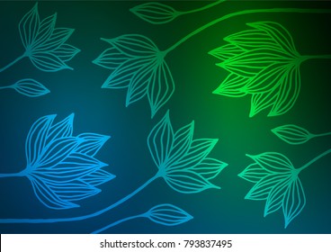 Dark Blue, Green vector natural elegant pattern. An elegant bright illustration with lines in Natural style. The pattern can be used for wallpapers and coloring books.