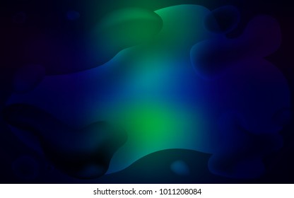Dark Blue, Green vector pattern with bubble shapes.