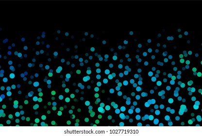 Dark Blue, Green vector pattern with colored spheres. Geometric sample of repeating circles on white background in halftone style.