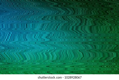 Dark Blue, Green vector pattern with bent lines. Glitter abstract illustration with wry lines. Textured wave pattern for backgrounds.