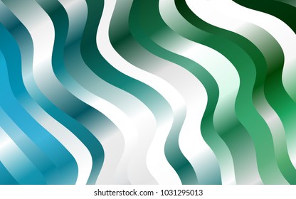 Dark Blue, Green vector pattern with lava shapes. Modern gradient abstract illustration with bandy lines. Brand-new design for your ads, poster, banner.