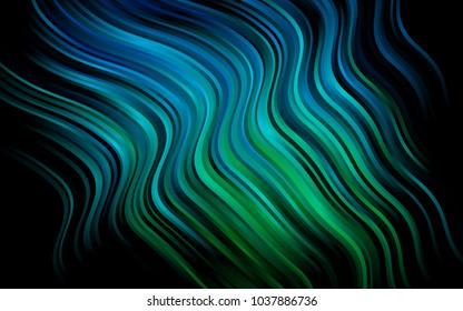 Dark Blue, Green vector pattern with lines, ovals. An elegant bright illustration with gradient. A new texture for your  ad, booklets, leaflets.