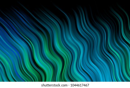 Dark Blue, Green vector pattern with lava shapes. Shining illustration, which consist of blurred lines, circles. A completely new marble design for your business.