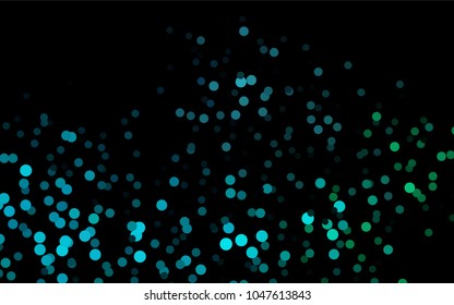 Dark Blue, Green vector pattern with colored spheres. Geometric sample of repeating circles on white background in halftone style.