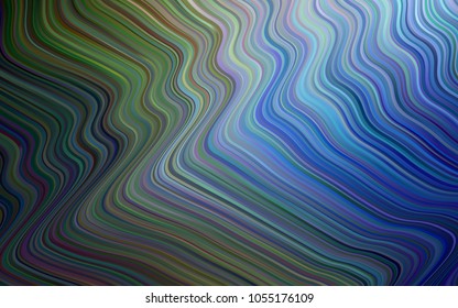 Dark Blue, Green vector pattern with lines, ovals. Geometric illustration in marble style with gradient.  Textured wave pattern for backgrounds.