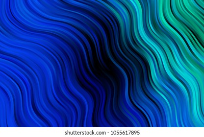 Dark Blue, Green vector pattern with bent lines. Glitter abstract illustration with wry lines. Brand-new design for your ads, poster, banner.