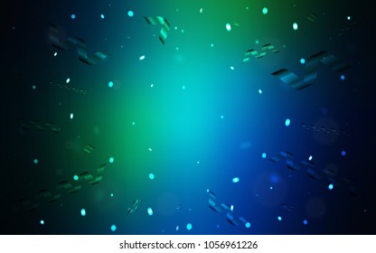 Dark Blue, Green vector pattern with christmas ribbons. Confetti on blurred abstract background with colorful gradient. The pattern can be used for carnival, festival leaflets.